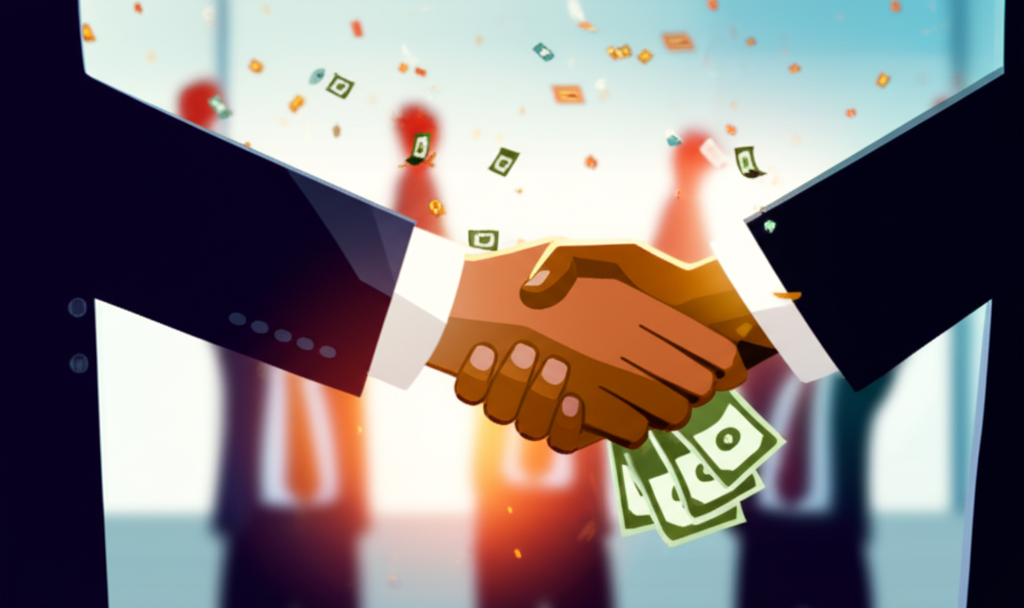 Successful business handshake representing fair settlement negotiation and positive outcomes